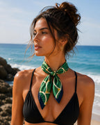 Green Marble Pattern Satin Scarf – 60 CM Stylish Neck & Hair Accessory