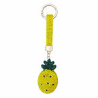 Schlüsselanhänger mit Ananas und Steindetail – Glänzender gelber Taschenanhänger