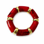Red Marble Pattern Gold Detail Flexible Bracelet