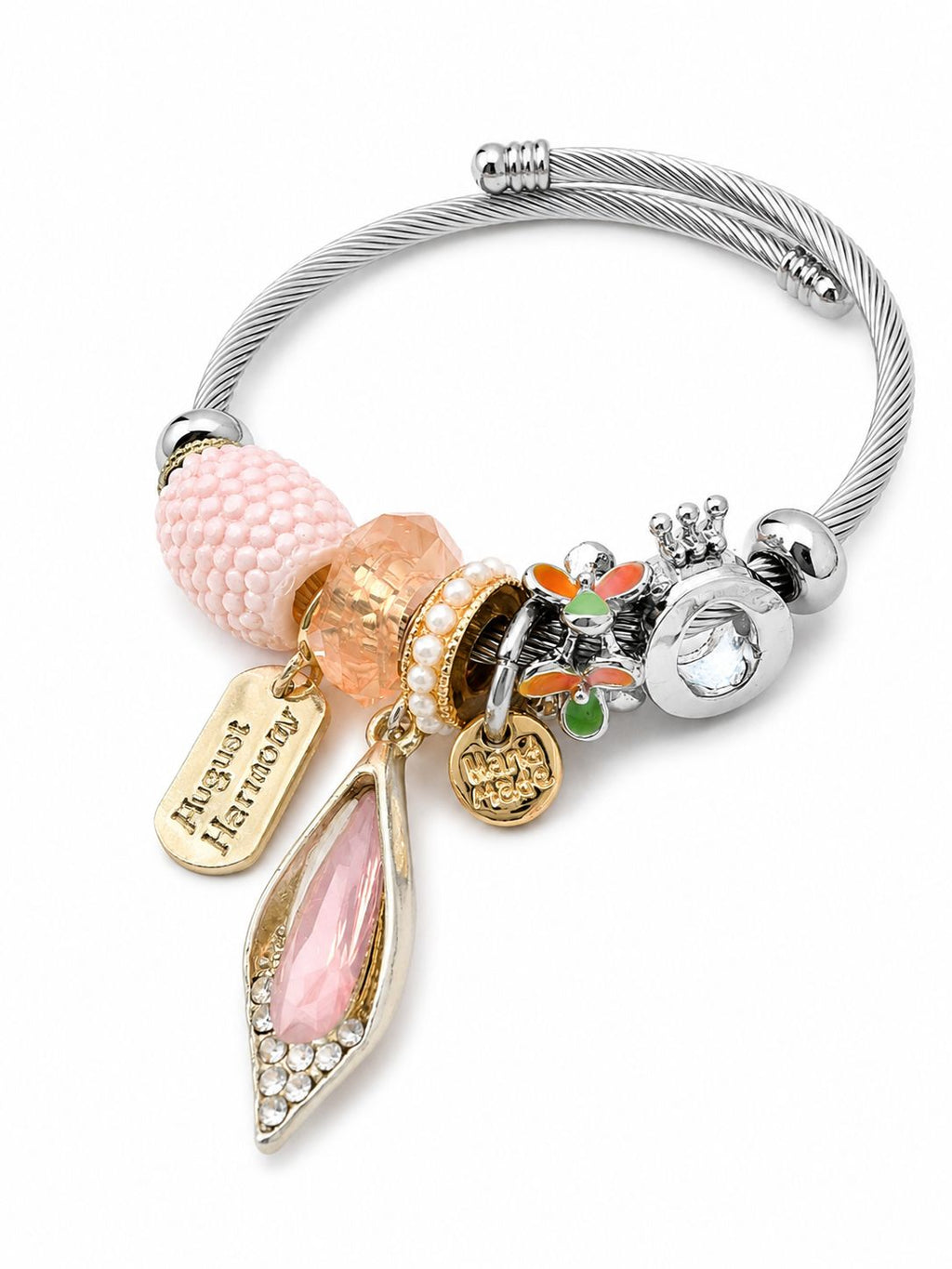 Charm Detailed Expandable Stainless Steel Bracelet – Silver & Gold