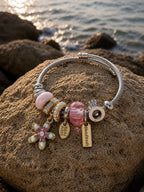 Pink Charm Detailed Steel Bracelet - Adjustable Premium Model