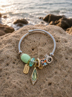Mint Green Charm Detailed Steel Bracelet – Adjustable Premium Model