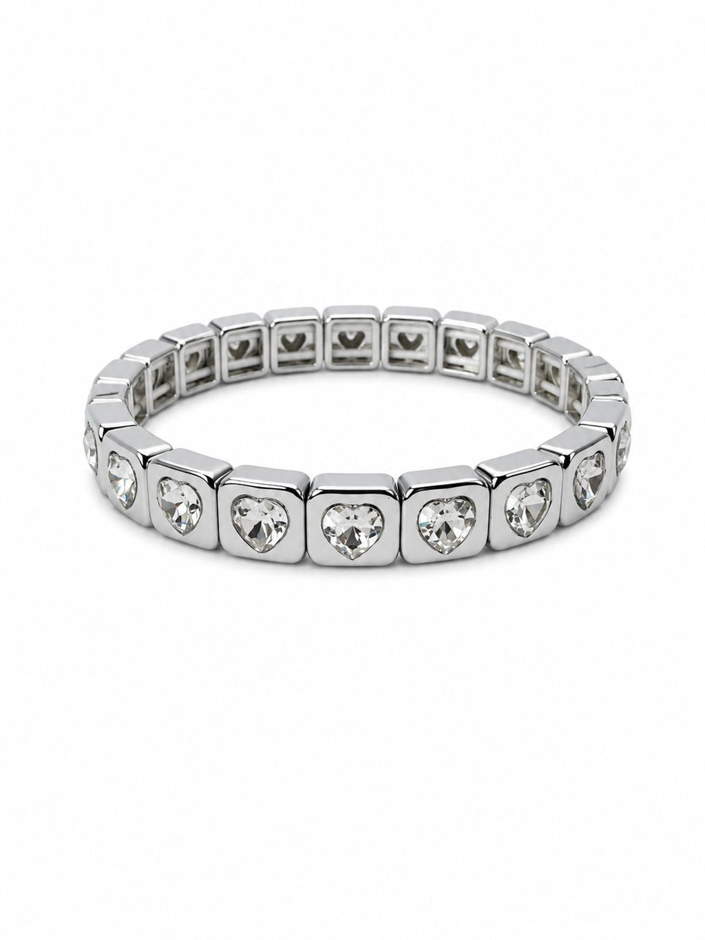 Steel Bracelet with Heart Stone Detail – Adjustable Flexible Model