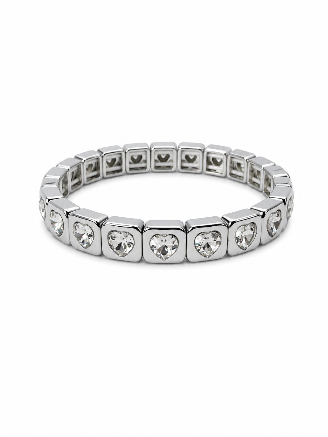 Steel Bracelet with Heart Stone Detail – Adjustable Flexible Model