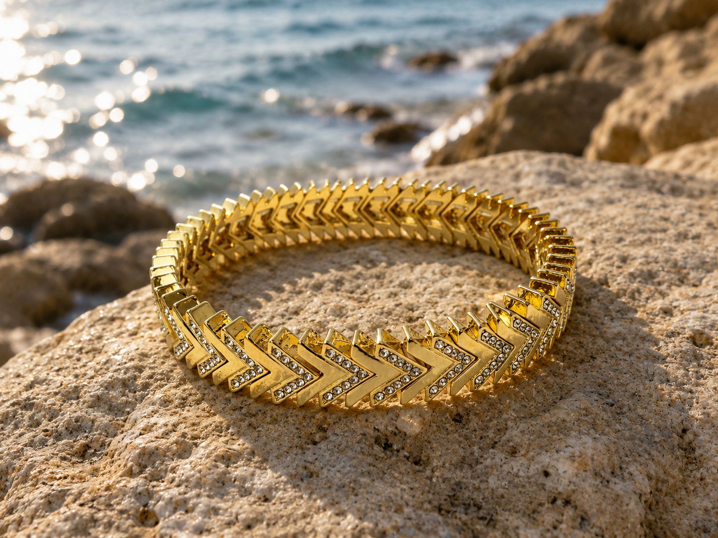 14K vergoldetes Edelstahlarmband – Verstellbares, flexibles Premium-Modell