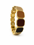 14K Gold Plated Steel Bracelet – Flexible Adjustable Square Detail Model