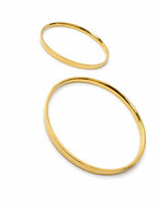 14K Gold Plated Steel Minimal Cuff Bracelet Set - 2 Piece Gold Combination