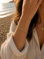 Xuping Edelstahl 18K vergoldetes Armband mit Steinbesatz – 19 CM