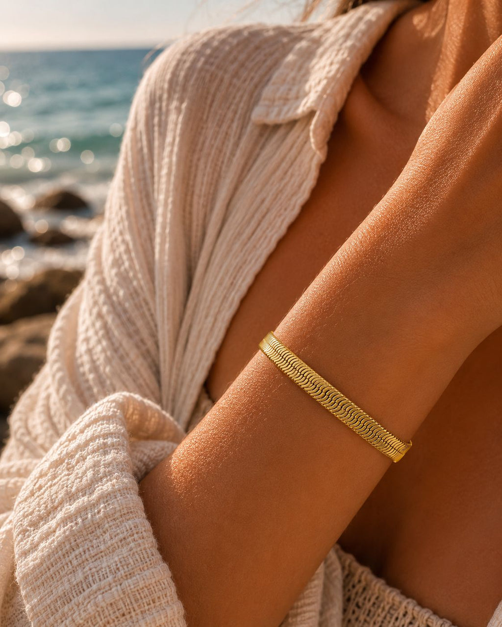 Xuping 18K vergoldete Schlangenkette Armband – Größenverstellbar
