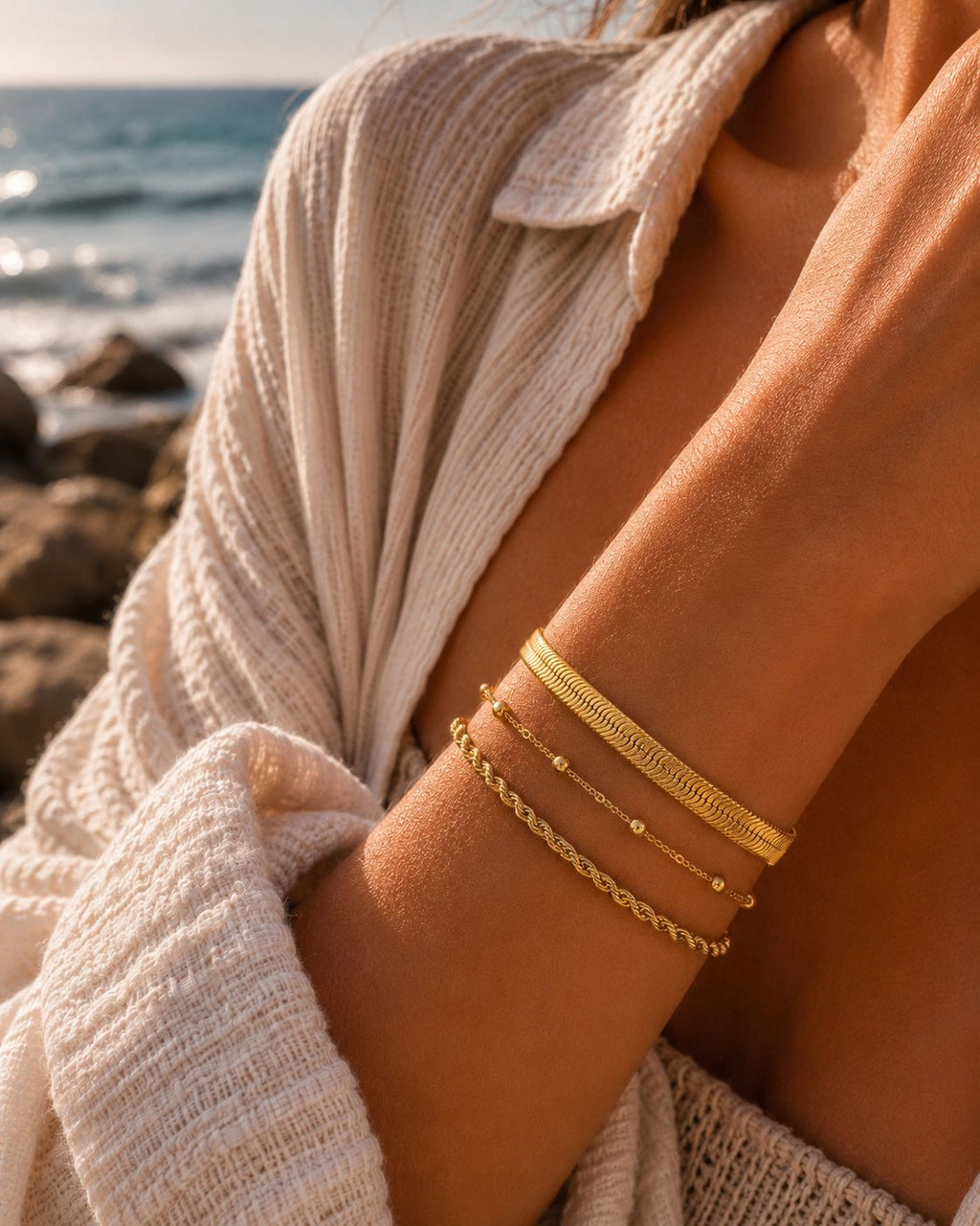 Xuping 18K vergoldete Schlangenkette Armband – Größenverstellbar
