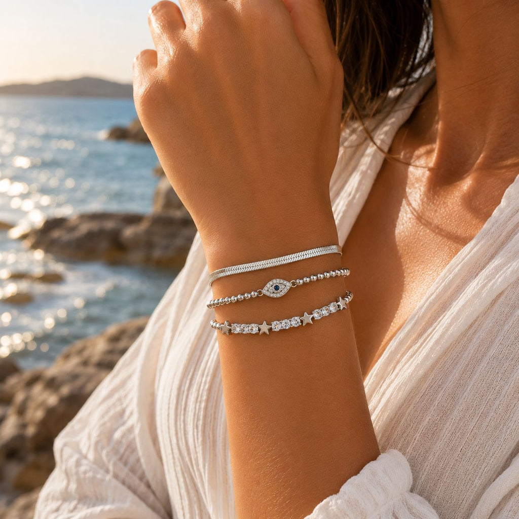 Adjustable Steel Star Detail Bracelet