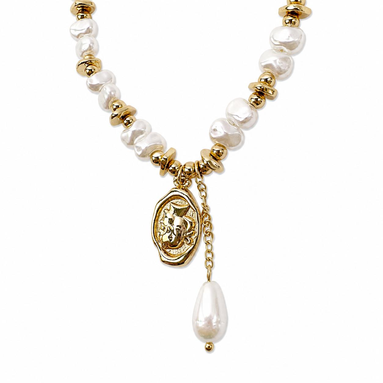 Xuping Pearl Detailed Stainless Steel Bracelet – 18K Gold Plated