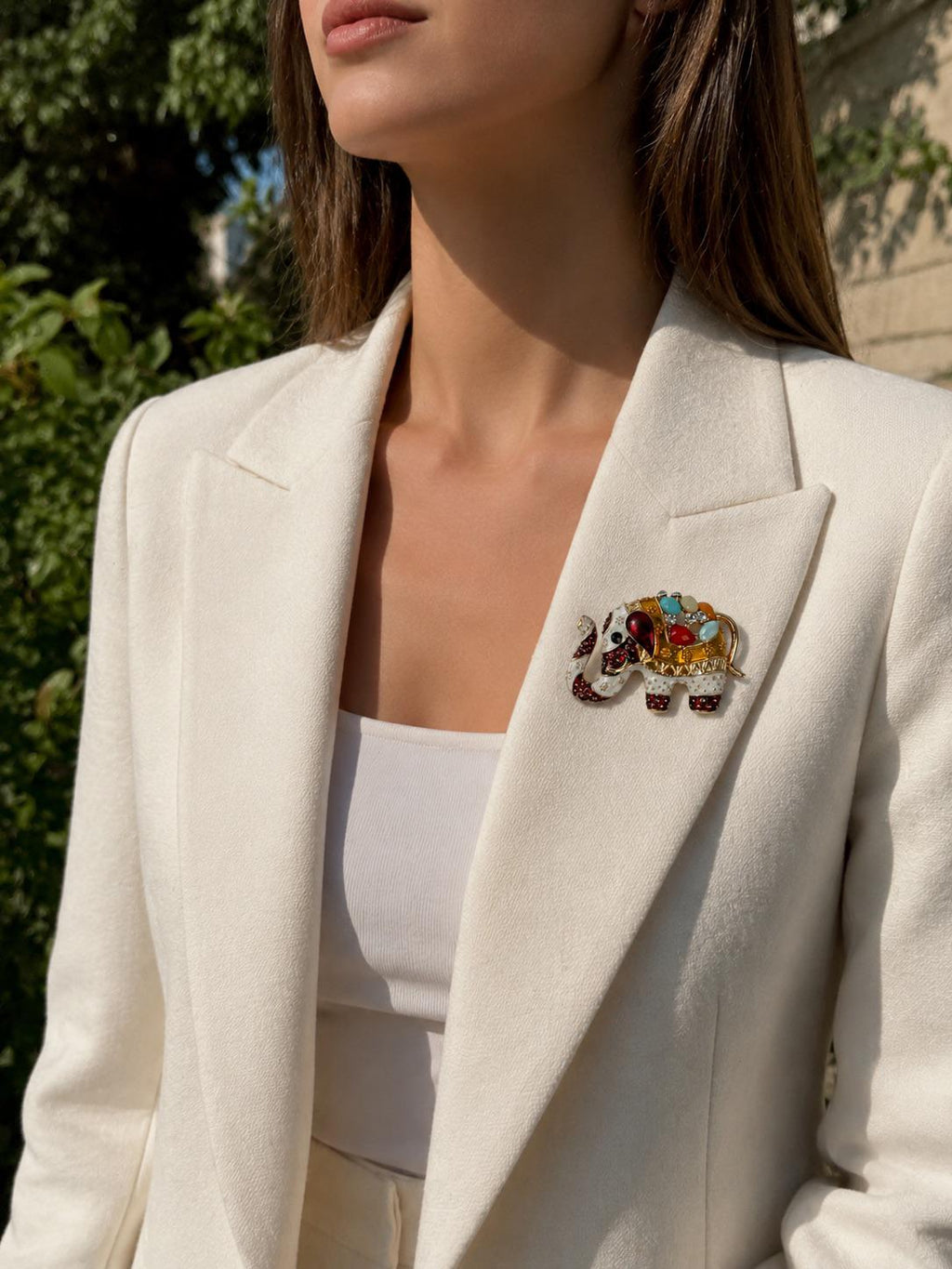 Royal Elephant Brooch – Elephant Design with Colorful Stone Details