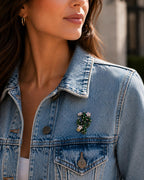 Crystal Rhinestone Cactus Brooch – Elegant Design with Flower Detail