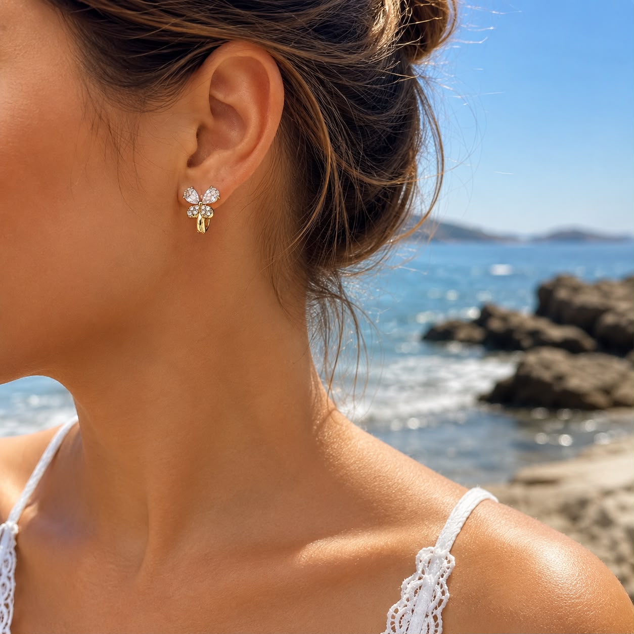Xuping Kelebek 18K Altın Kaplama Çelik Küpe