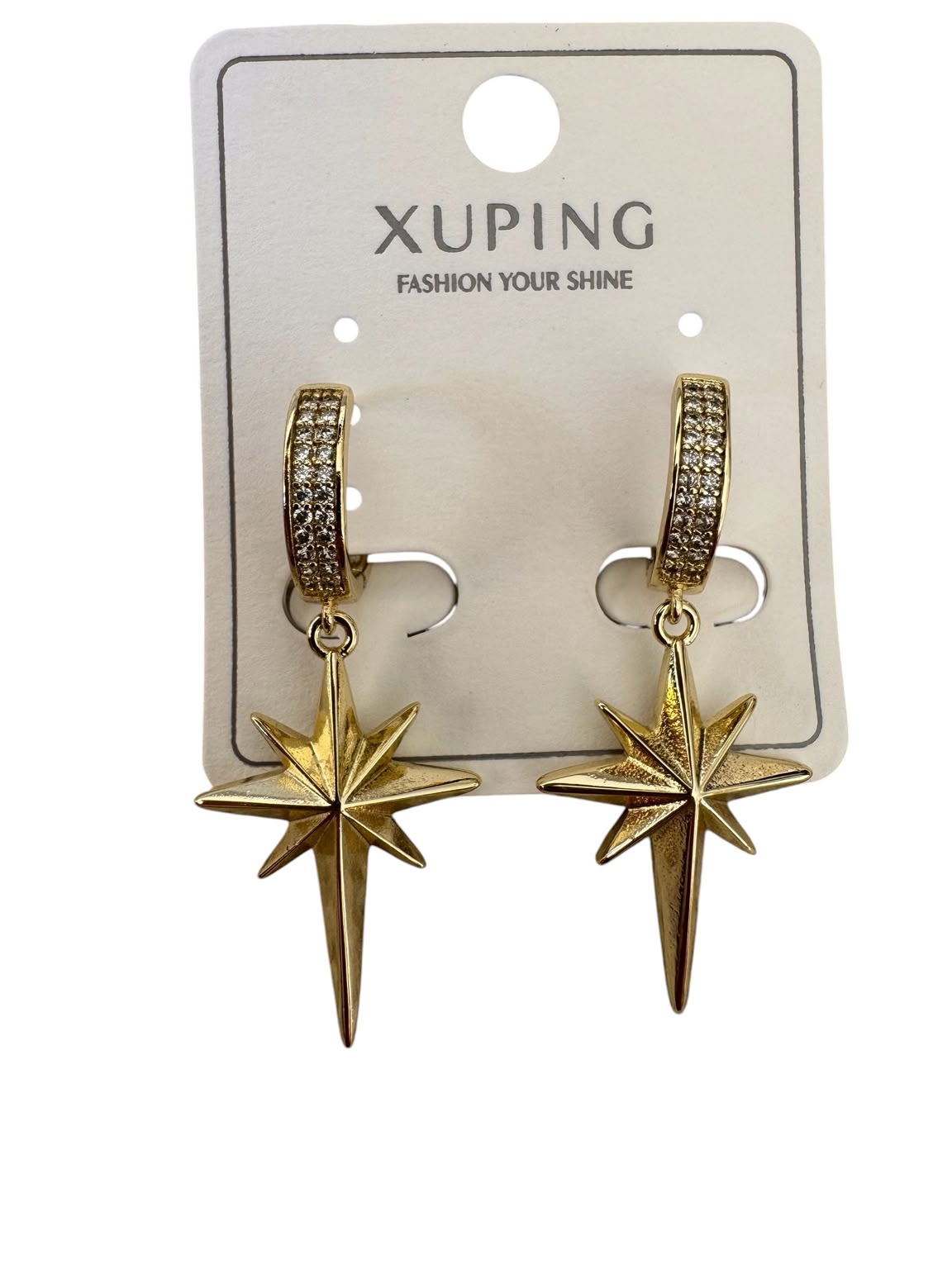 Xuping Çelik Kuzey Yıldızı Sallantılı Zirkon Taşlı Küpe