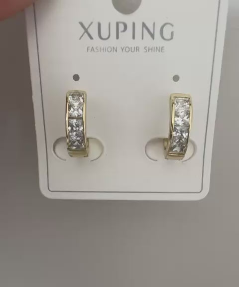 Taşlı Xuping 18K Altın Kaplama Çelik Küpe