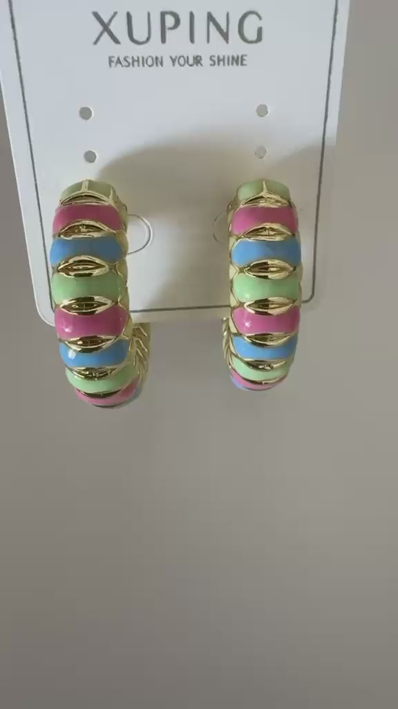 Xuping 18K Altın Kaplama Renkli Halka Küpe