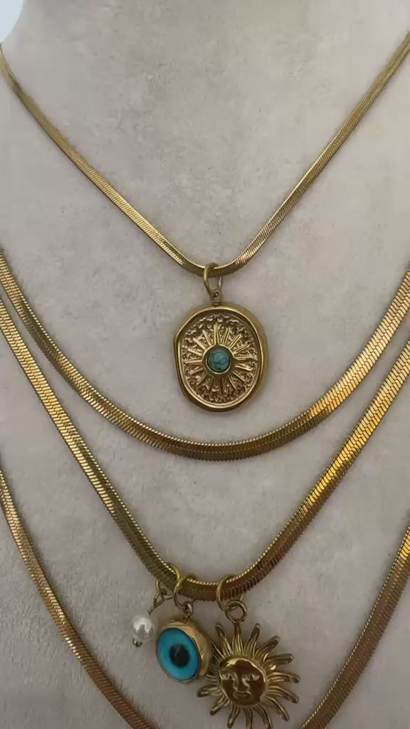 14K Altın Kaplama Çelik 3’lü Kolye Seti
