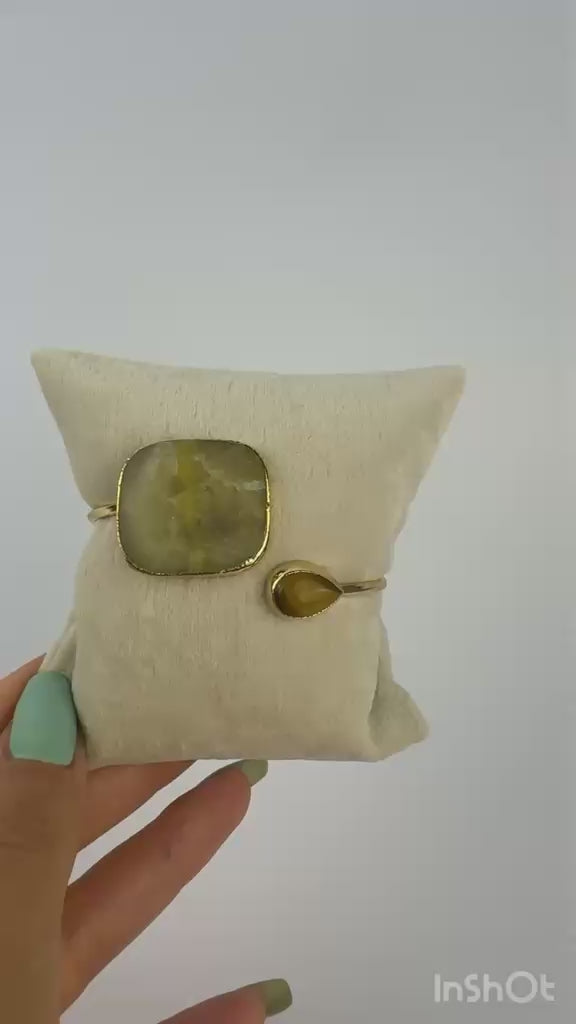 Verstellbares Armband Olivenstein – 14K vergoldet über Messing