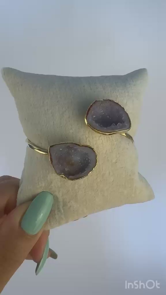 Amethyst Crystal Adjustable Bracelet – 14K Gold Plated over Brass