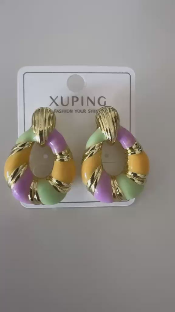 Xuping 18K Altın Kaplama Çelik Renkli Küpe