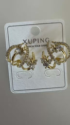 Xuping 18K Altın Kaplama Çelik Zirkon Taşlı Küpe