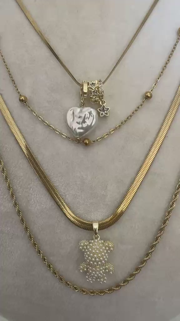 14K Altın Kaplama Çelik Katmanlı Kolye Seti – 4’lü Kombin Kolye