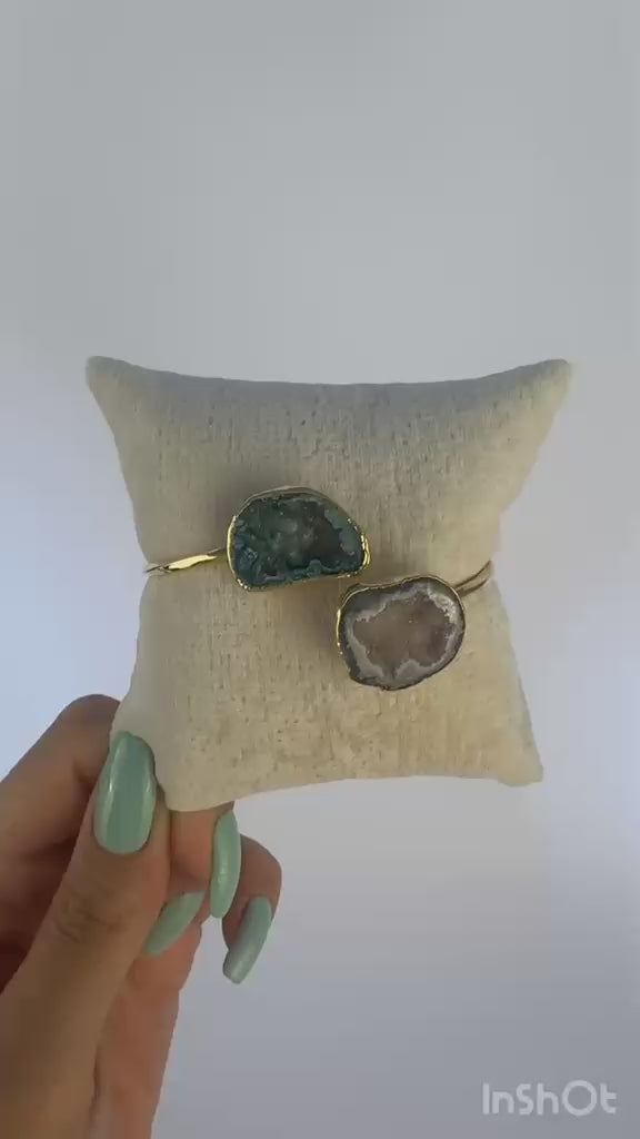 Ocean Crystal Adjustable Bracelet - 14K Gold Plated Over Brass