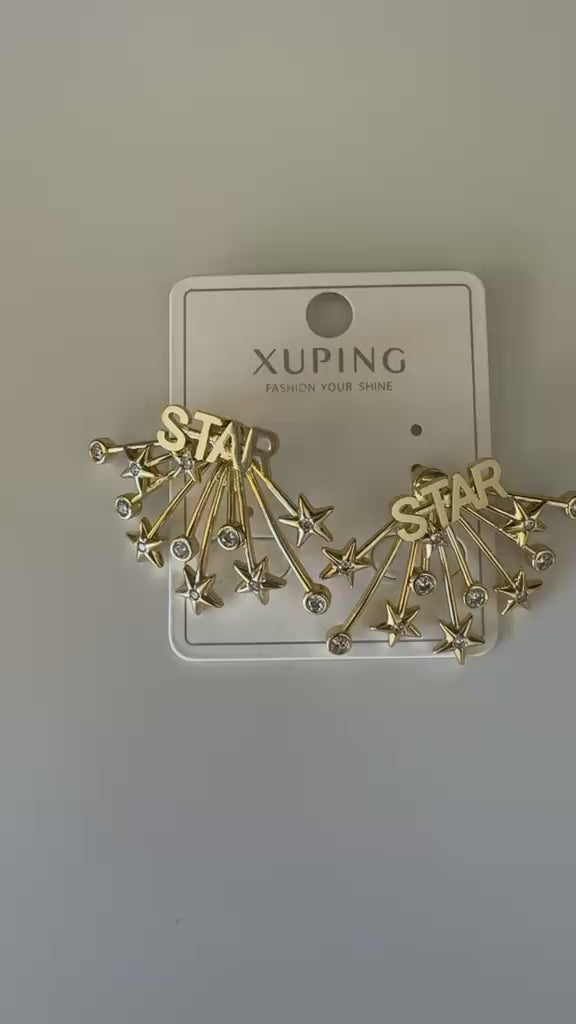 Xuping Çelik Yıldız Detaylı Küpe