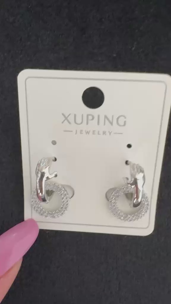 Xuping Modern El Figürlü Taşlı Küpe – Çelik | Suya Dayanıklı