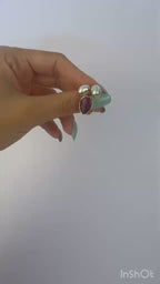 Royal Pearl & Ruby Adjustable Ring – 14K Gold Plated over Brass