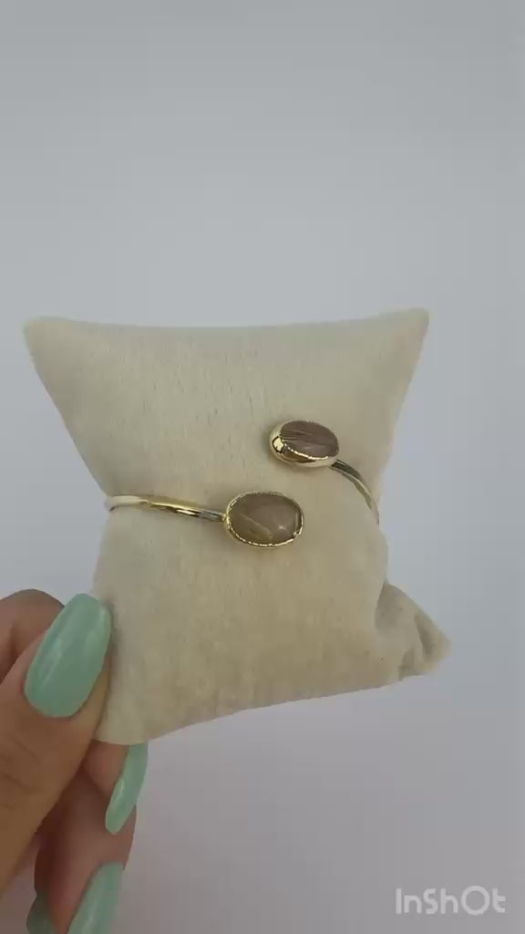 Goldquarz Verstellbares Armband – Messing mit 14K Vergoldung